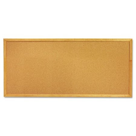 EASY-TO-ORGANIZE Slim Line Bulletin Board; Natural Cork-Fiberboard; 12 x 36; Oak Frame EA39390